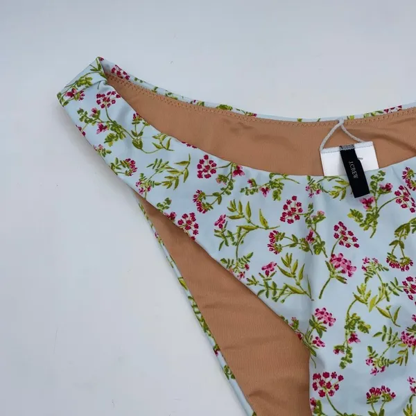 NWT J. Crew Floral Curved Waist Cheeky Bikini Swim Bathing Suit Bottom Small - Image 4