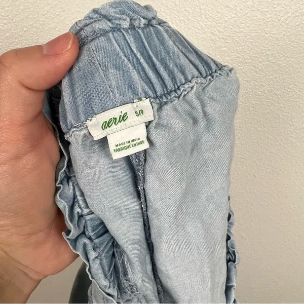AERIE‎ Chambray Belted Shorts Blue Sz S - Image 5