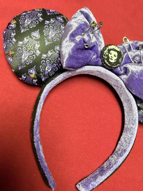 Disney Parks Haunted Mansion Purple Velvet Bow Minnie Mouse Headband - Image 2