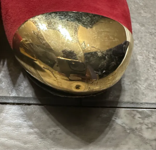 Yves Saint Laurent Red Suede Flats with Gold Toe Caps size 40/10US. - Image 10