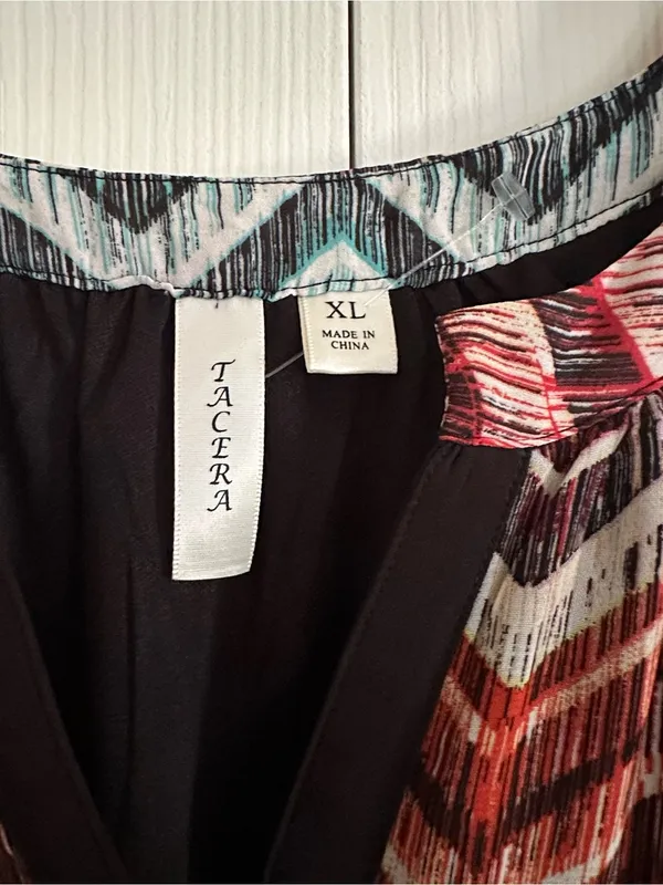 Tacera Multicolor Chevron Sleeveless V-Neck Lined Summer Dress Size XL NEW - Image 3