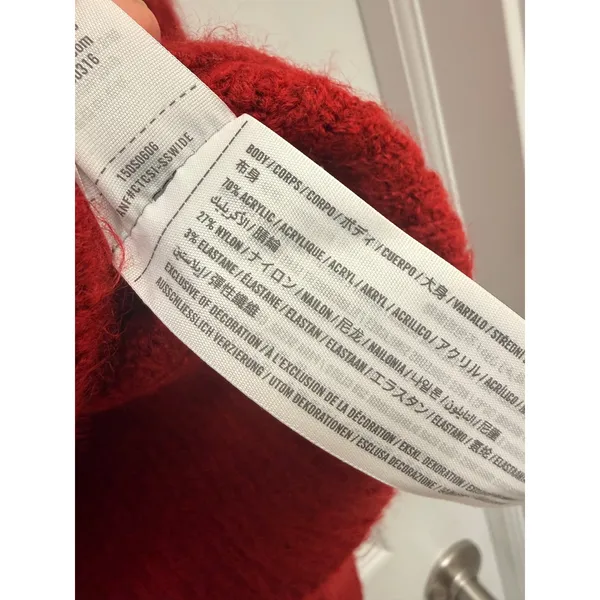 Abercrombie & Fitch Red Cable Knit Mock Neck Sweater Small Raglan Sleeve - Image 4