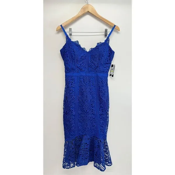 GUESS Dress Size 4 Blue Lace Strappy‎ V Neck Sleeveless NEW - Image 2