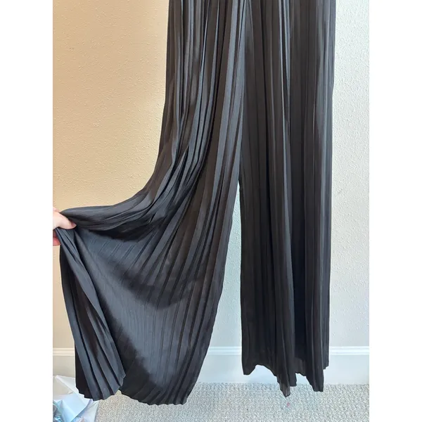 Maje Pleated Halter Jumpsuit Womens 34 XS Black Wide‎ Leg Elegant Evening - Image 3