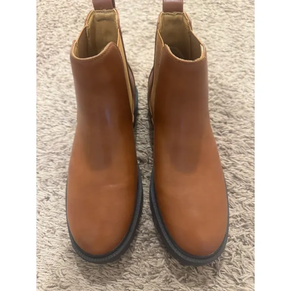 Ankle Boots Women's 7.5 Brown Lug Sole Pull On Booties - Image 6