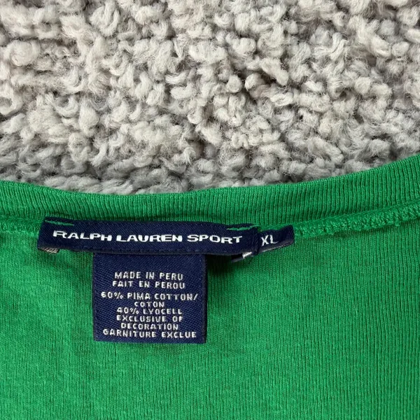 Ralph Lauren Sport Green Pima Cotton Lyocell V-Neck Long Sleeve Tee XL - Image 3