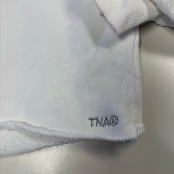 TNA Women's White Cropped Fleece Sweatshirt: Size Small - Image 3