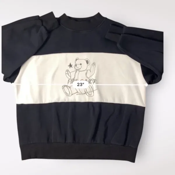 Pink Savior Teddy Bear Color Block Crewneck Womens Size‎ Medium Black White - Image 5