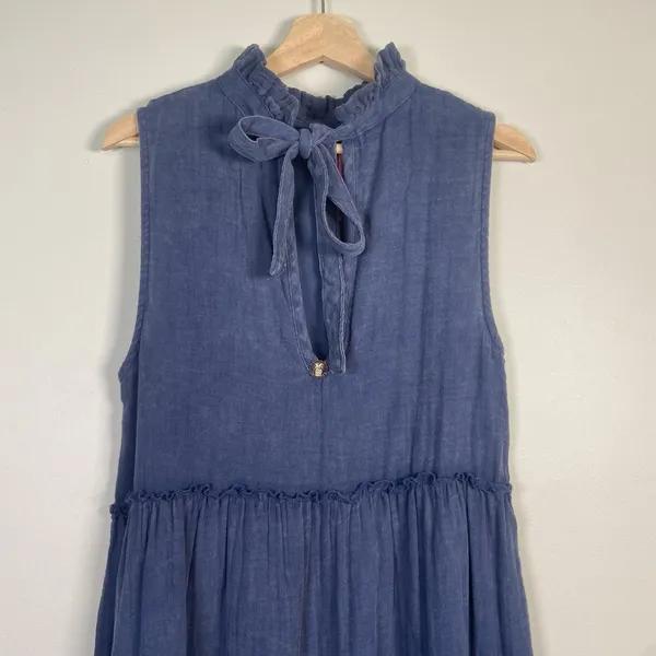 Simply Southern Blue Tiered Cotton Dress Size Small Coastal Cottage‎ Minimal NWT - Image 4