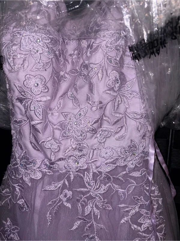 Source Unknown Lavender Lace Spaghetti-Strap Prom Dress - Image 3