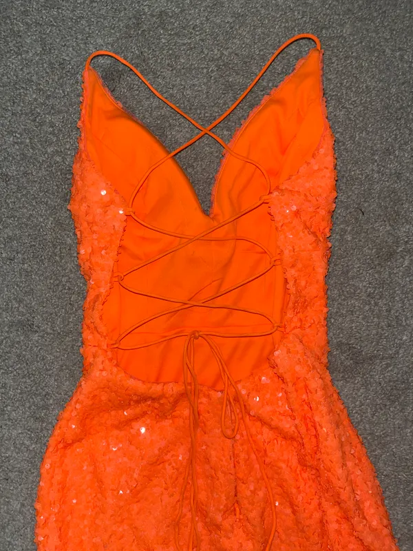 Amarra Orange Sequin Homecoming Dress Size 4 - Image 4
