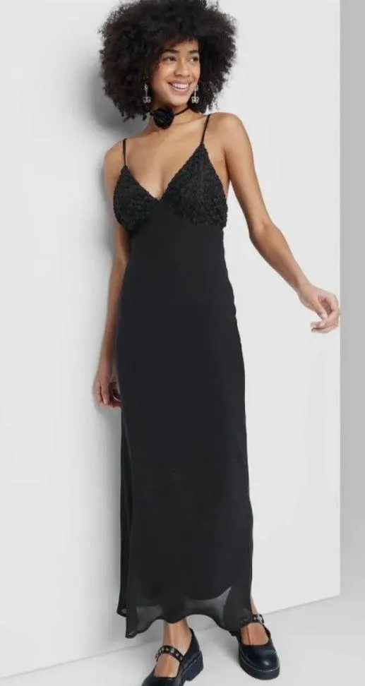 Wild Fable Women's Sleeveless Rosette Cup Maxi Dress - Black - Image 2