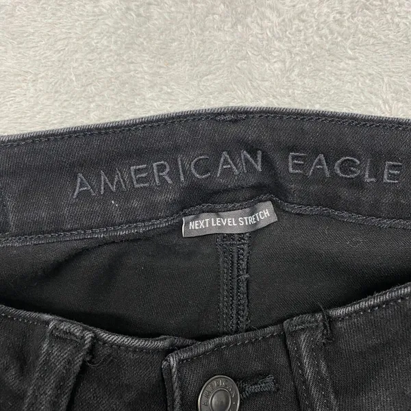American‎ Eagle Jeans Womens 2 Black Wash High Rise Jegging Ripped Distressed - Image 4