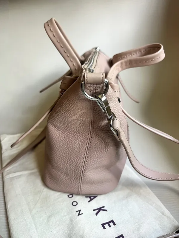Ted Baker Olmia Knotted Handle Tote Bag Beige Nude Leather Crossbody - Image 6