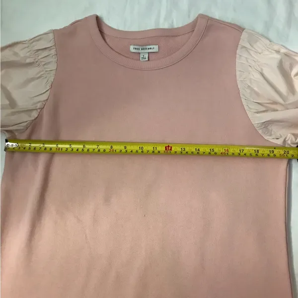 Free Assembly Pink Smocked Sleeve Mini Shift Dress L Casual Classic Preppy - Image 6
