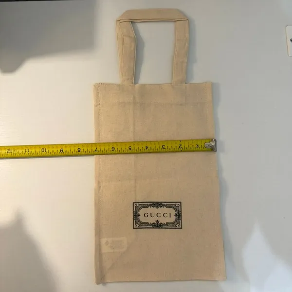Gucci Tote Bag Womens Beige Logo Print Shopping Bag 11x7 Double Handles - Image 4