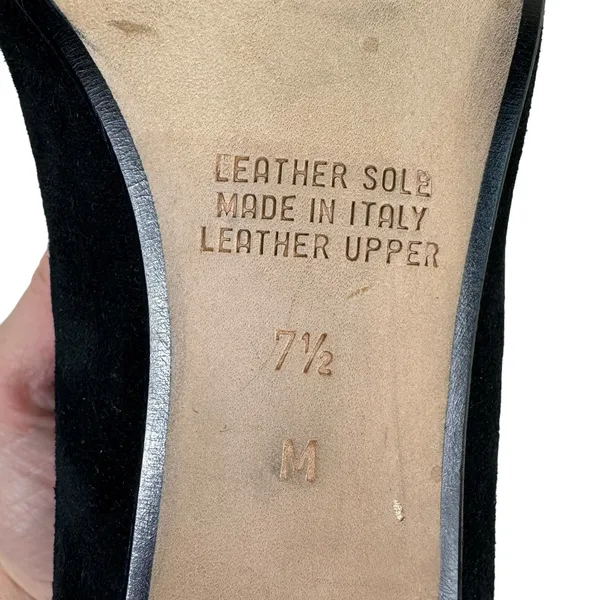 D'Rossana Vintage Black Suede Leather Slip On‎ Heeled Loafers Made In Italy 7.5M - Image 5