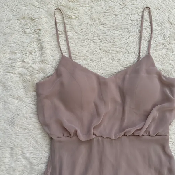 Birdy Grey Dress Gwennie Chiffon Maxi No Slit Pockets Taupe M NWT New - Image 5