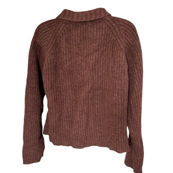 Vtg Newton Trading Co 100% Shetland Wool Sweater Jacket Sz‎ L Brown Cottagecore - Image 3