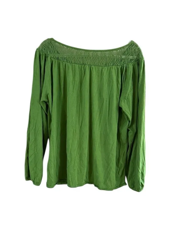 Old Navy Bright Green Square-Neck Smocked Yoke Blouse - Image 3