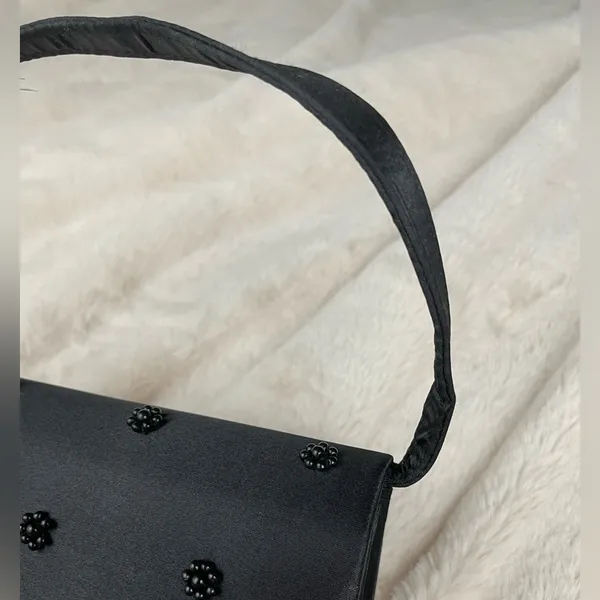 Vintage Black Silk Floral Beaded Mini Purse A Frame Hand Bag Savanna NTW - Image 11