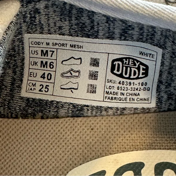 Hey Dude Cody Sport Shoes White Casual Sneakers Light Weight Slip-in - Image 4