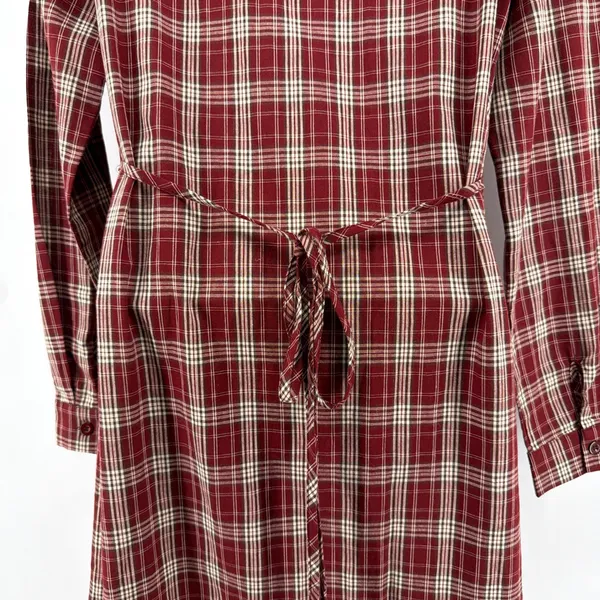 Commense Plaid Maxi Shirt Dress NWOT Size M Red Tartan Long Sleeve Button Up - Image 4