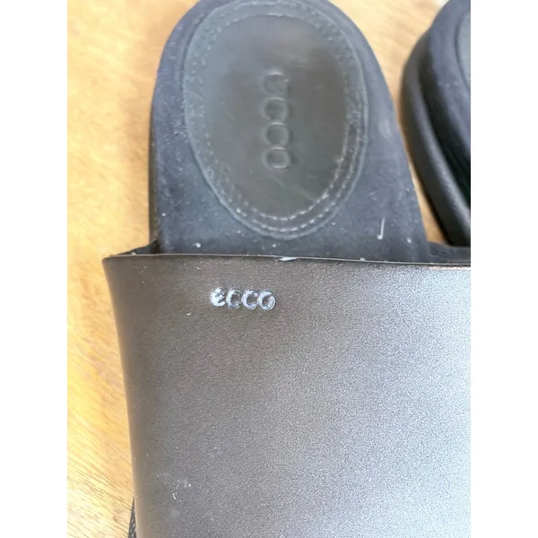 ECCO Black Leather Two Strap Comfort Slide Sandals EU 41 US Minimalist Scandi - Image 6