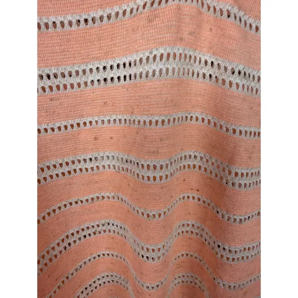 Free People Peach Striped Oversized Tunic Boho Beach‎ Coverup Medium - Image 7