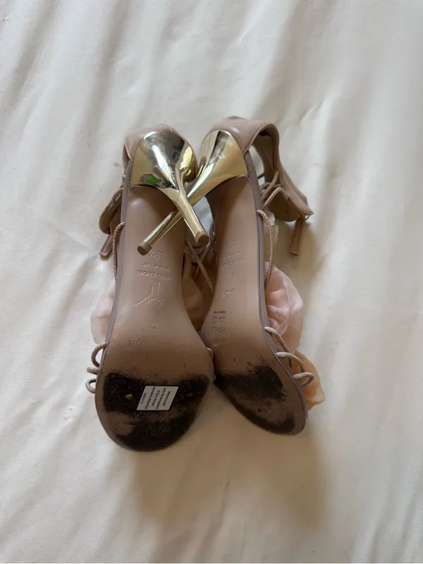 Giuseppe Zanotti | Floral Accent Nude/Gold High Heel Sandals | 38.5 - Image 8