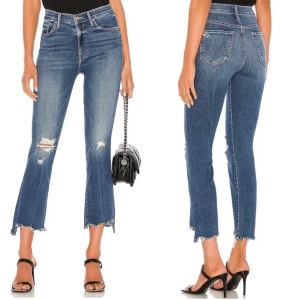 MOTHER The Insider Crop Step Chew Denim Jeans Blue Size 26 - Image 2