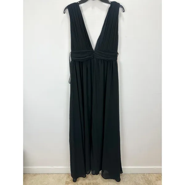 Lulus Heavenly Hues Black Maxi Dress Long Chiffon Bridesmaid Formal L NWT - Image 7
