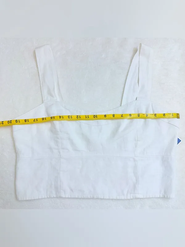 NWT Abercrombie & Fitch Square Neck Linen Crop Top – White – XL - Image 7