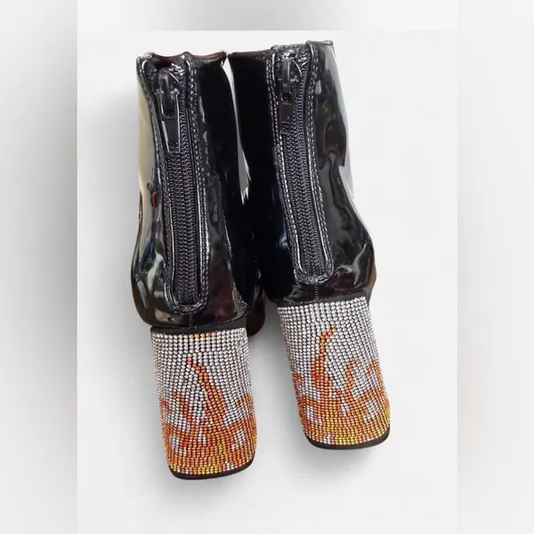 Flame rhinestone ankle boots Black Size 7.5 - Image 2