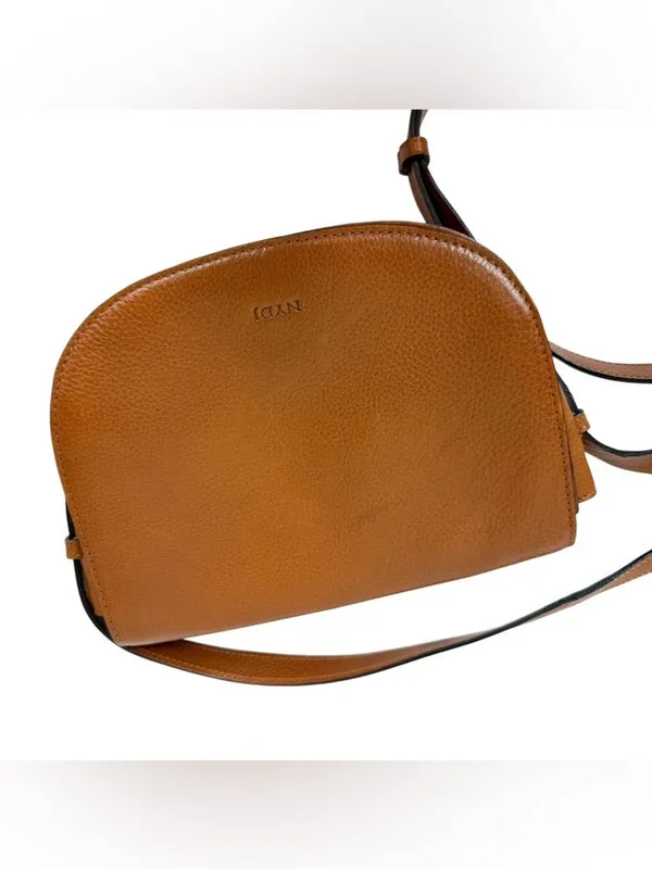 NYDJ‎ Leather Half Moon Crossbody Bag Brown - Image 4