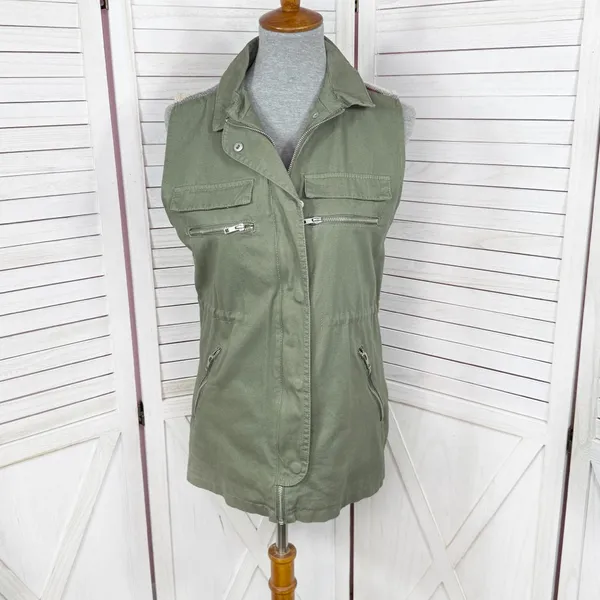 Thread & Supply Aztec Southwestern Print Knit Back Utility‎ Vest Green Small - Image 5