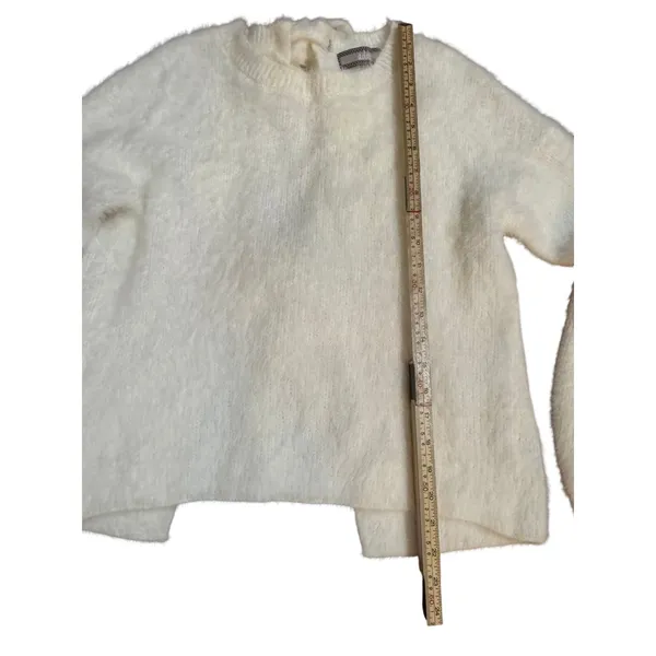 Addie Fuzzy Eyelash Knit Sweater Ivory Tie Back‎ Medium - Image 10