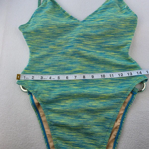 Cotton On Body NWT Strapy One Piece Brazilian Swimsuit Green Blue Space Dye M - Image 9