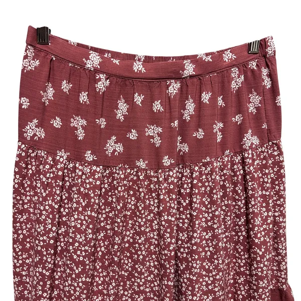 Prairie Floral Tiered Maxi Skirt M Mauve‎ Earthy Cottage Boho Western Festival - Image 4