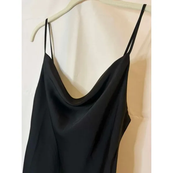 URBAN OUTFITTERS Women's Black Cowl Neck Satin Mini Dress Size Small - Image 3