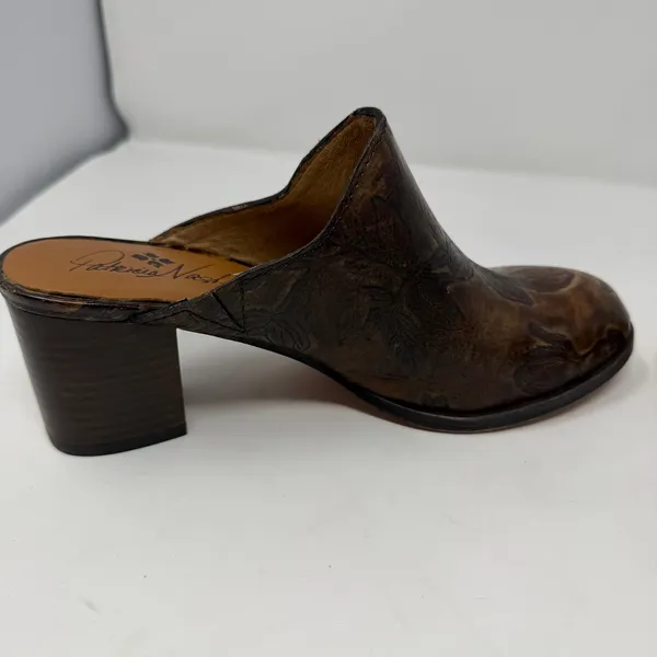 Patricia Nash Floral Tooled Leather Mules Brown Block Heel Women 7.5 - Image 13