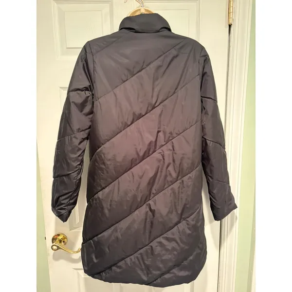 United Colors of Benetton Down Puffer Coat Women’s L‎ Black Y2K Gorpcore Long - Image 3