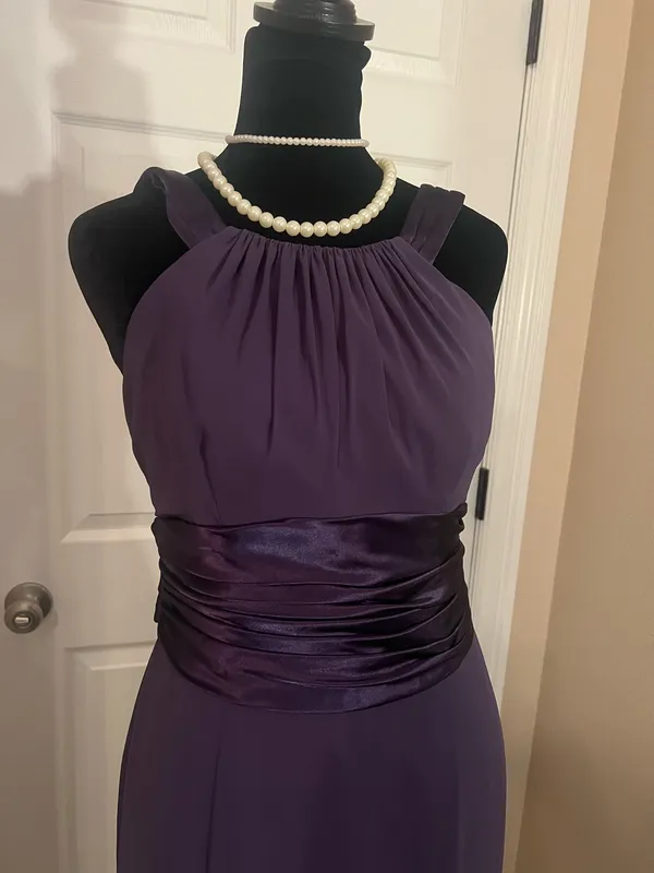 Formal purple bridesmaid evening dress - Image 2