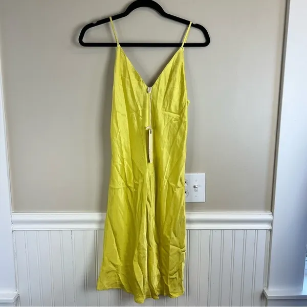 NWT Euro Summer Chartreuse Yellow V-Neck Slip Dress XS - Image 10