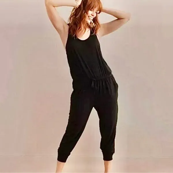 NWOT Aerie Black Track Jumpsuit Size Medium Racerback Lounge Athleisure One Pc - Image 5