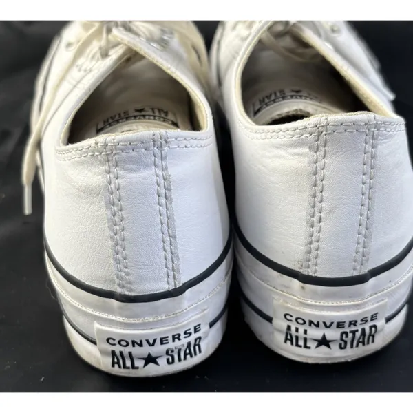 Converse Chuck Taylor All Star Low Top Leather Platform Sneakers White 7 Women’s - Image 3