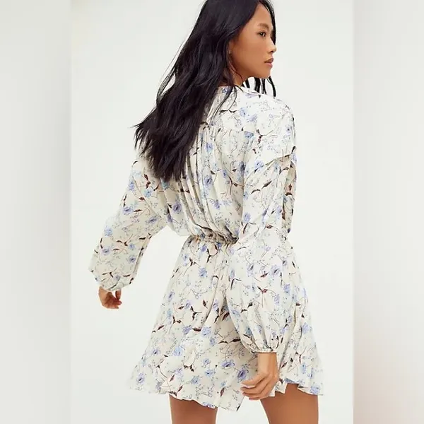 Free People Flower Fields Long Sleeve Mini Dress in Ivory Combo Medium - Image 5