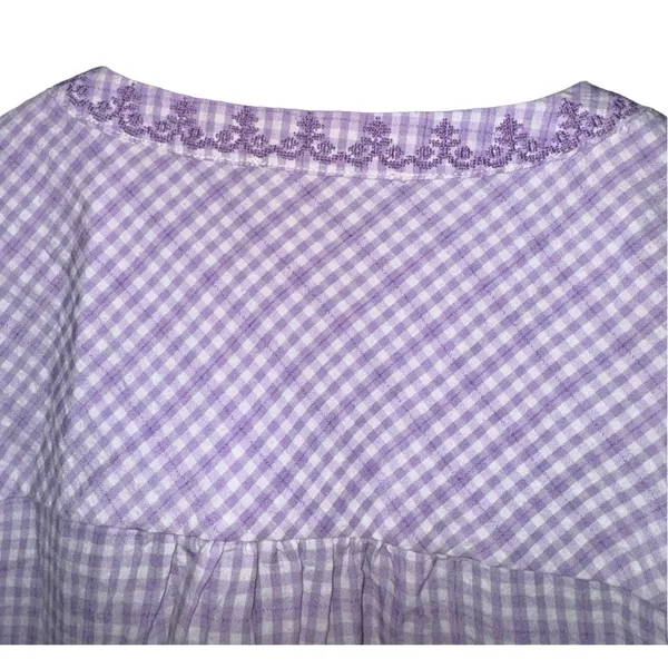 Savana Jane Embroidered Gingham Top Women's Small Cottage‎ Boho Feminine ~Flaw - Image 5