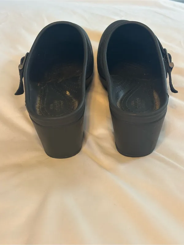 CROCS Black Slip-On Clog Mules with Buckle Strap - Image 3