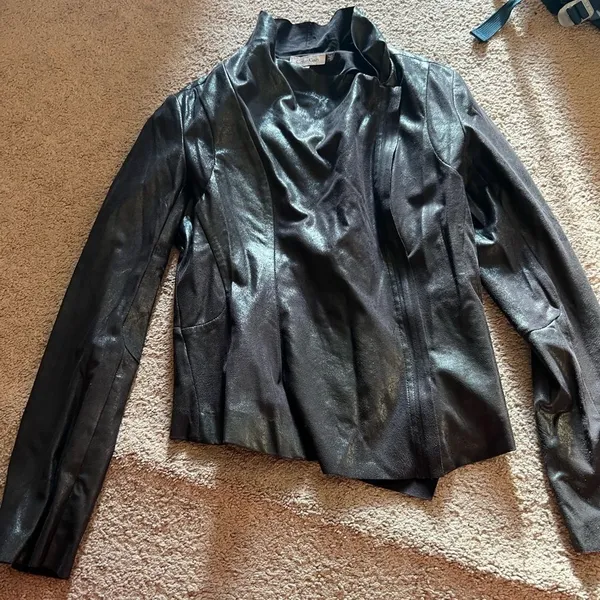 Calvin Klein shiny‎ black jacket small - Image 2
